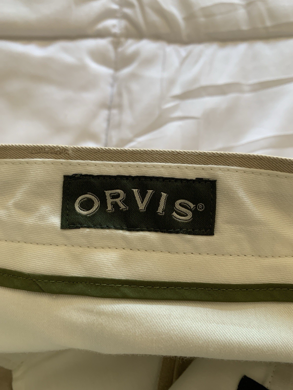 Orvis Classic 1856 Khaki Cotton Twill Flat Front Straight Chino Pants 36 NWOT