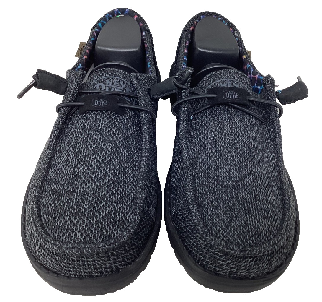 Hey Dude Women’s Wendy Sox Micro Slip On Comfort Shoes Total Black Size:7 110M