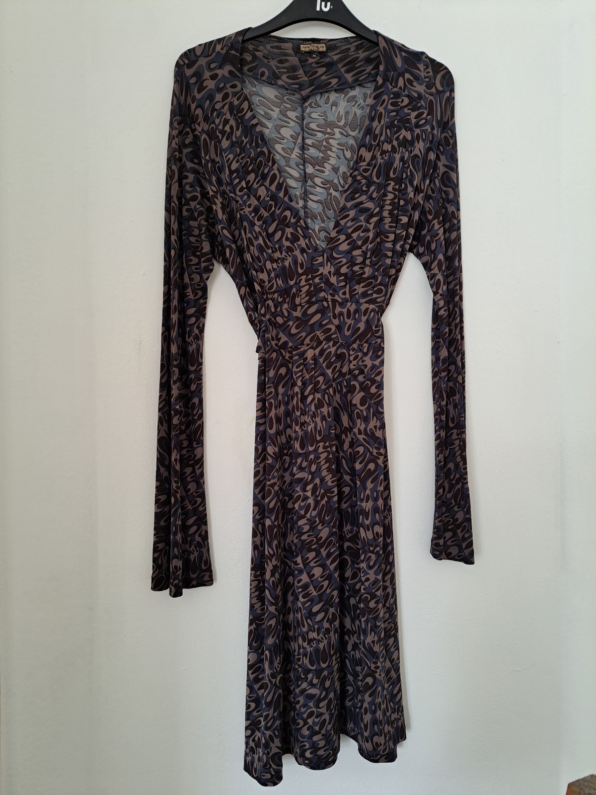Maliparmi Dress Long Sleeve Silky Viscose Size 46 Made In Italy Chic