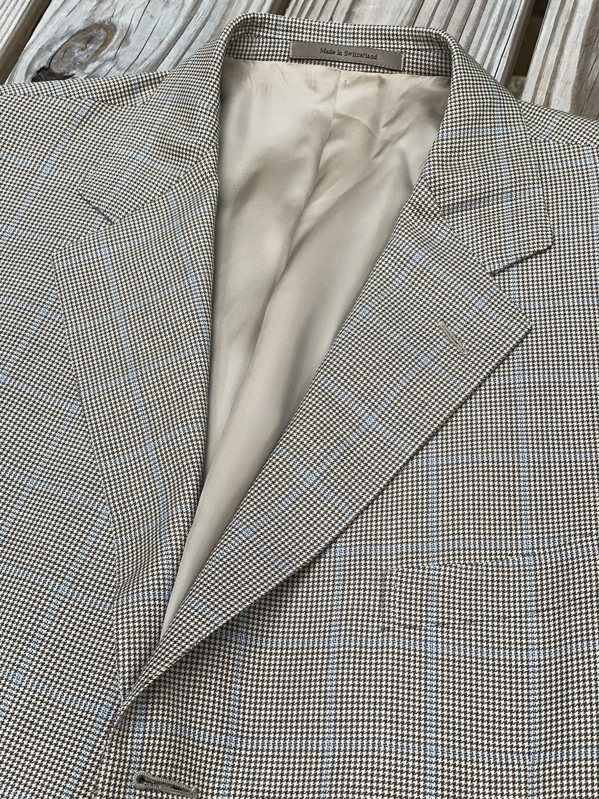 Ermenegildo Zegna Sportcoat 46R EU58 Puppytooth Wool Pattern Big Guy Luxury Fit