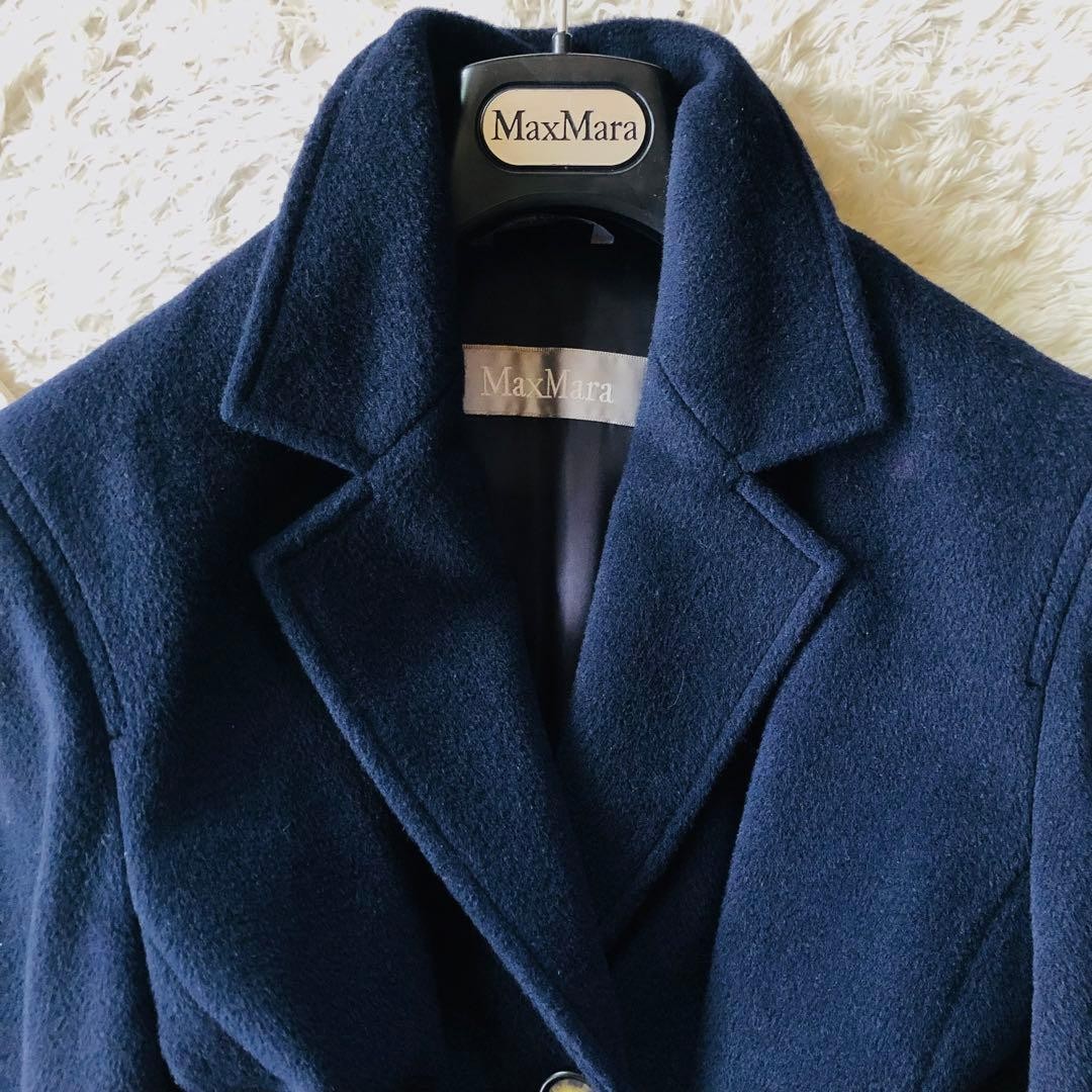 Max Mara belted coat, women’s, wool, navy, size M