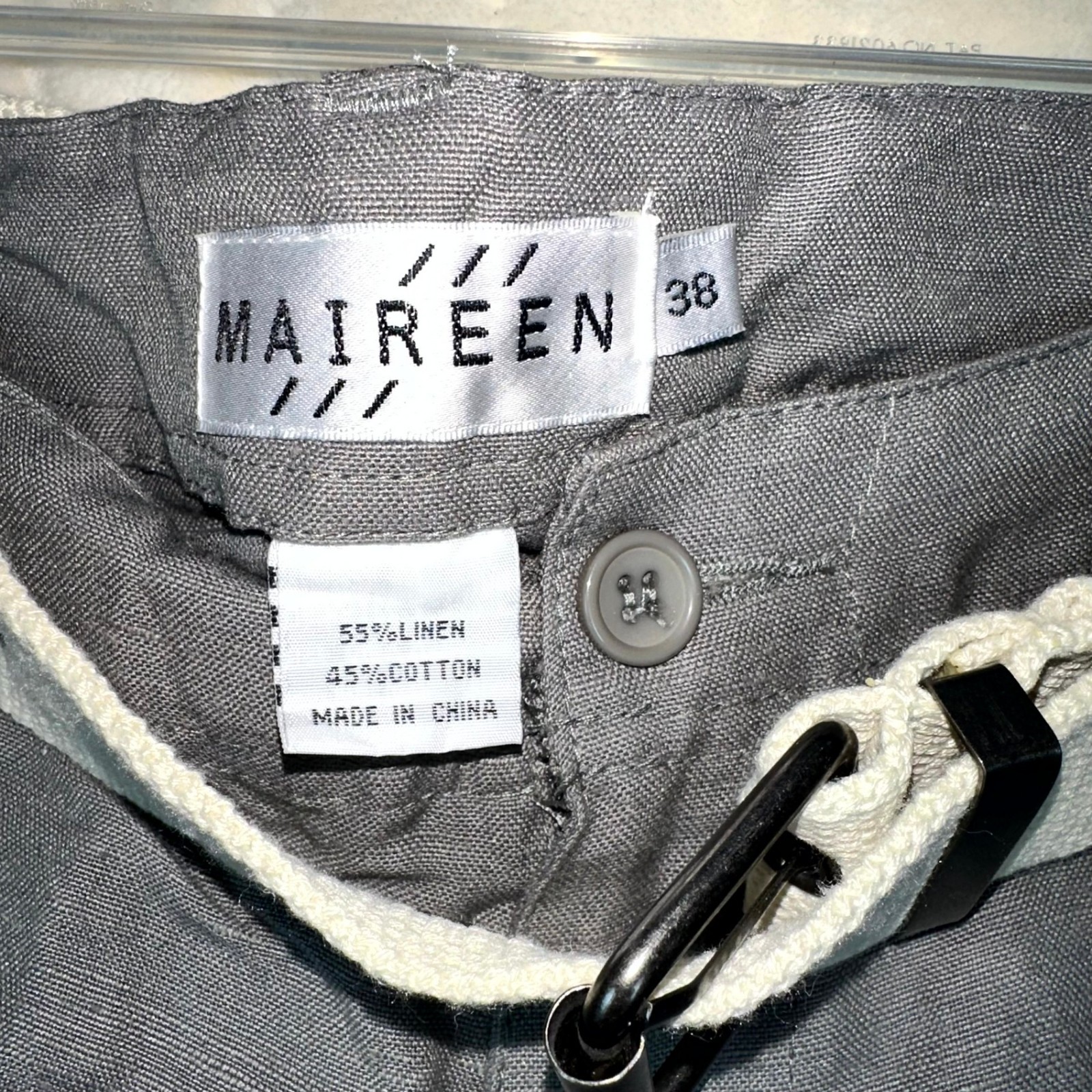 Maireen Men’s Gray Linen Blend Cargo Shorts Size 38 w/ Belt Casual Summer