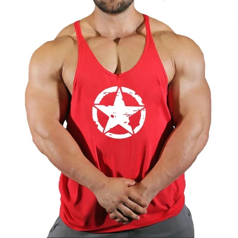 Men Tank Top Bodybuilding Gym Workout Fitness Cotton Sleeveless Stringer Vest