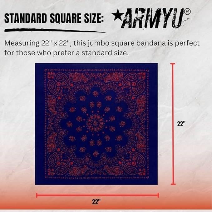 Trainmen Paisley Bandanas Head Scarf Do-rag 100% Cotton Bandanna 22″ x 22″ 3Pack