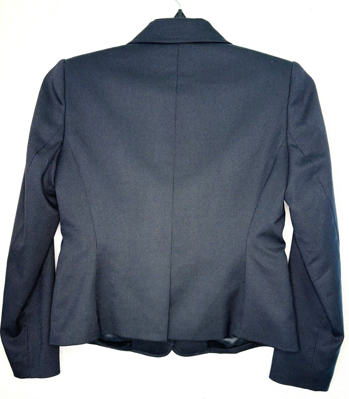 Anne Klein Womens Blazer Size 6 Jacket Button Pinstripe Black Wool Blend Petite
