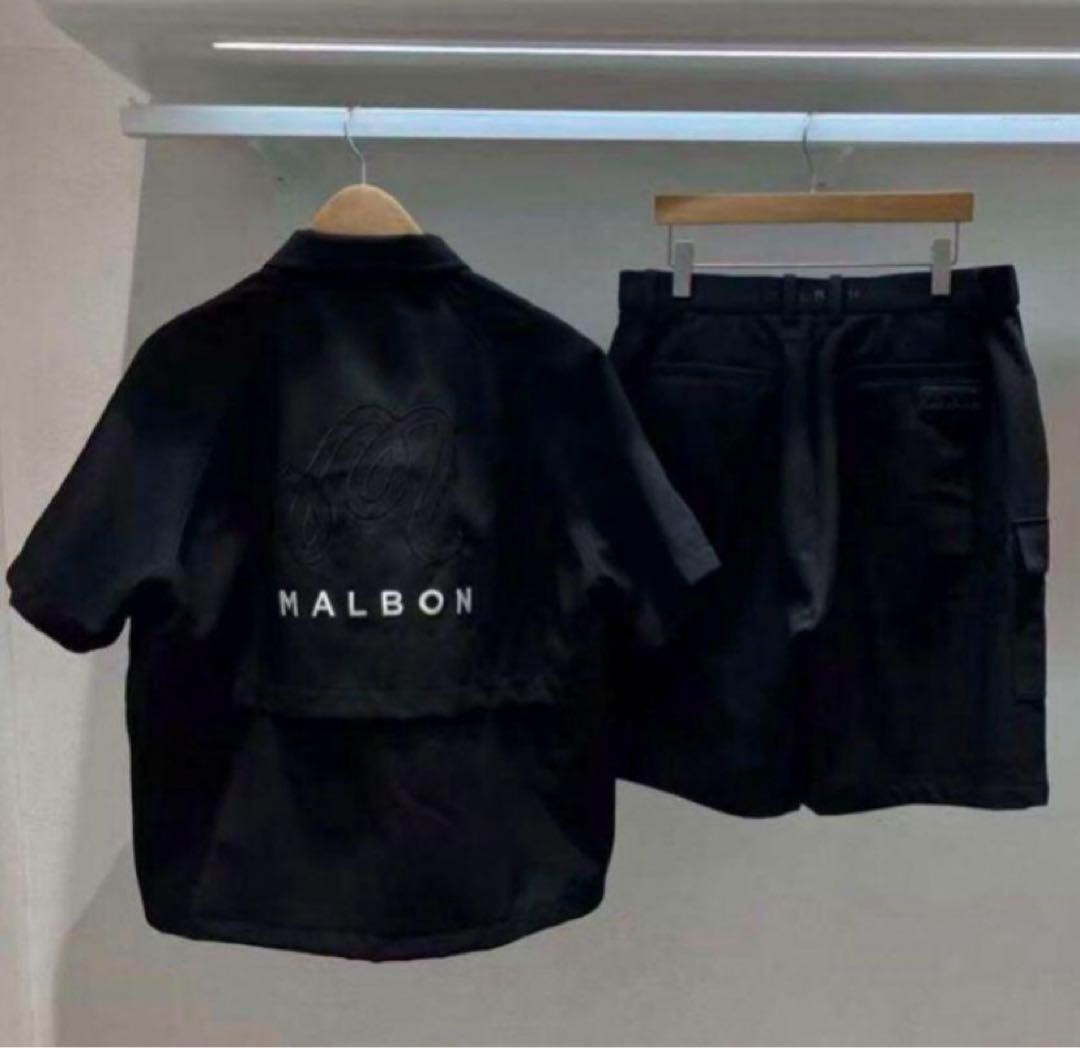 2025 Men’s Malbon Golf Jacket Black M〜XXL Full Zip Hooded Jacket and Shorts Set