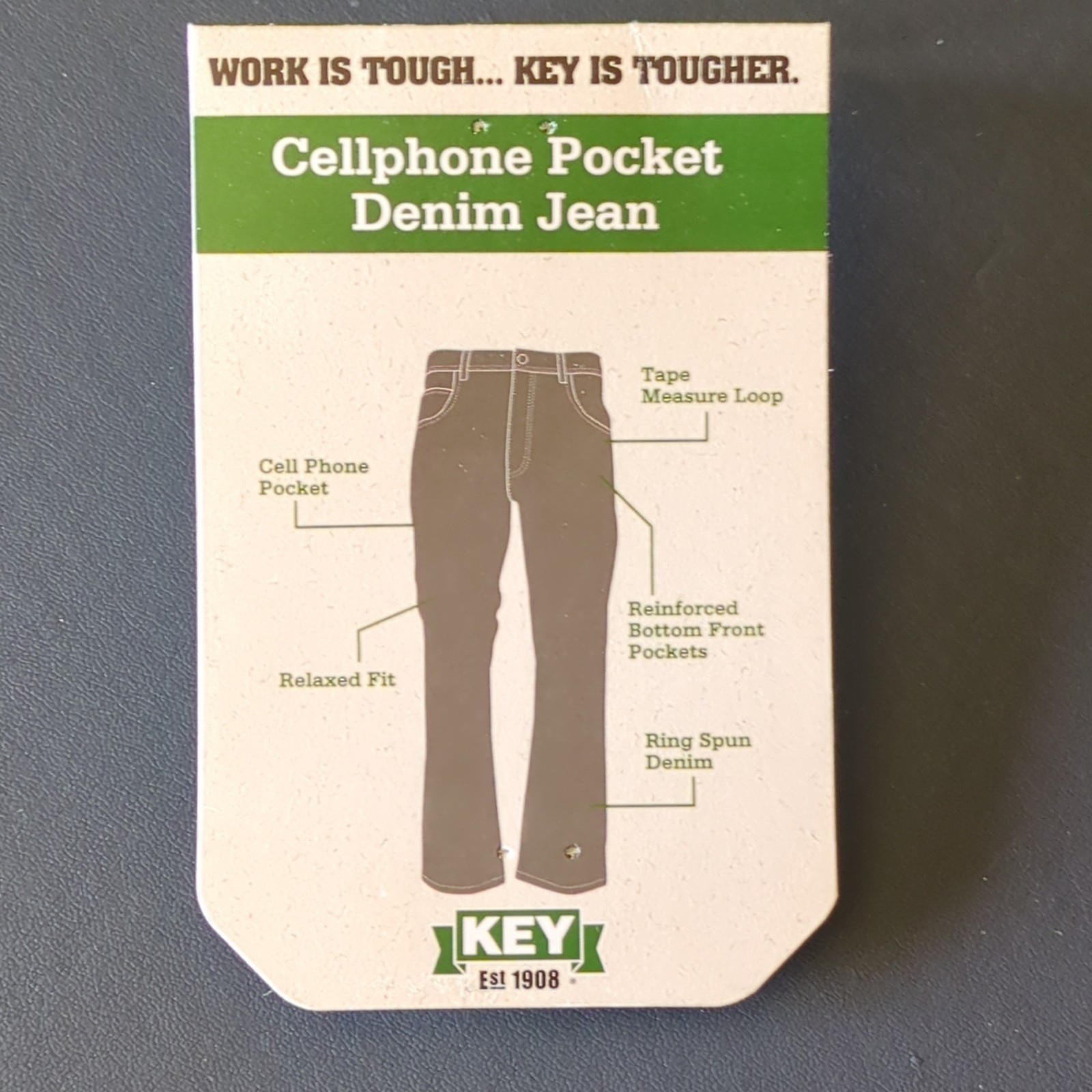 Men’s Cell Phone Pocket Cotton Blue Denim Jeans Relaxed Fit Straight Leg
