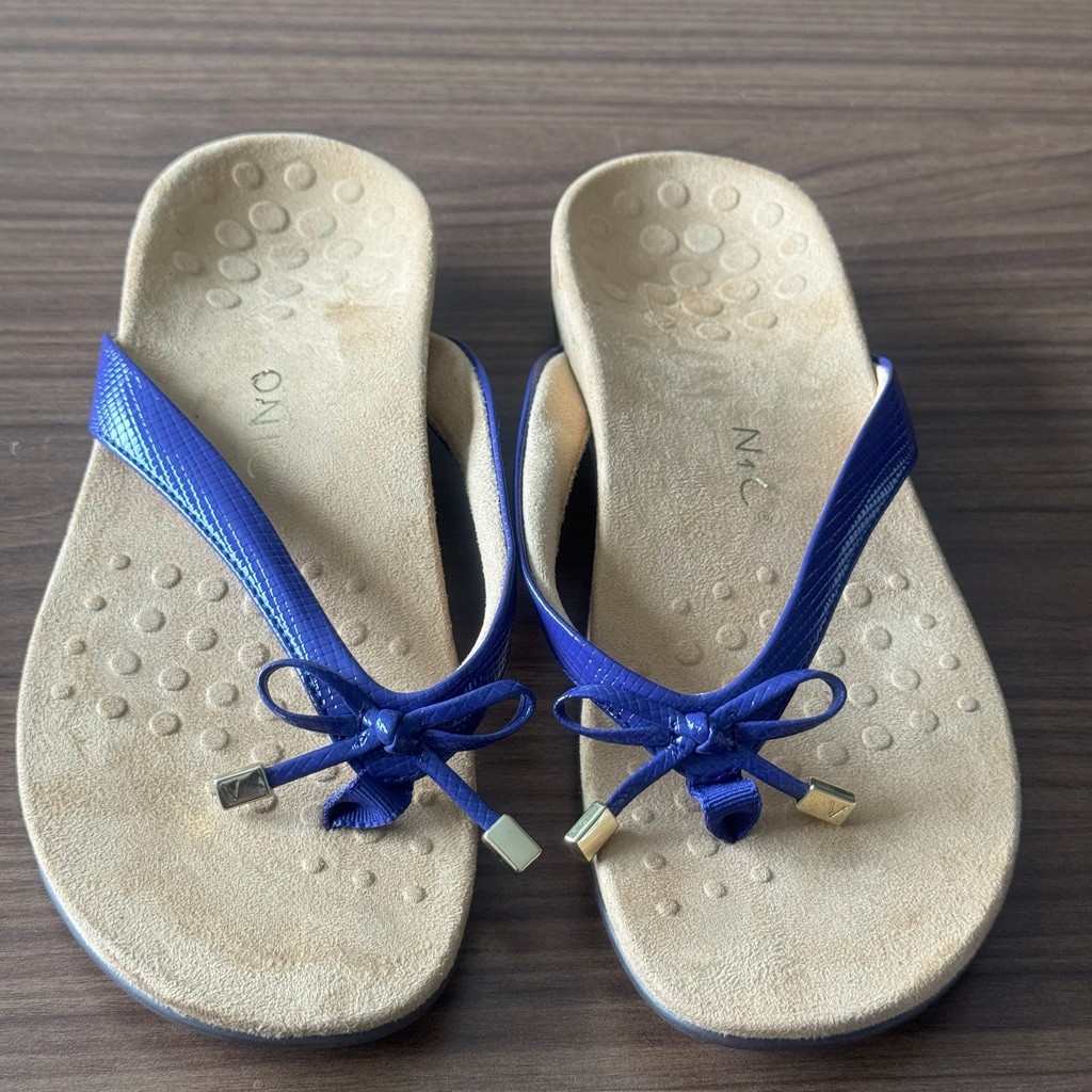 Vionic Bella II Lizard Blue Bow Thong Flip Flop Sandals Women’s US 7.5 Orthotic