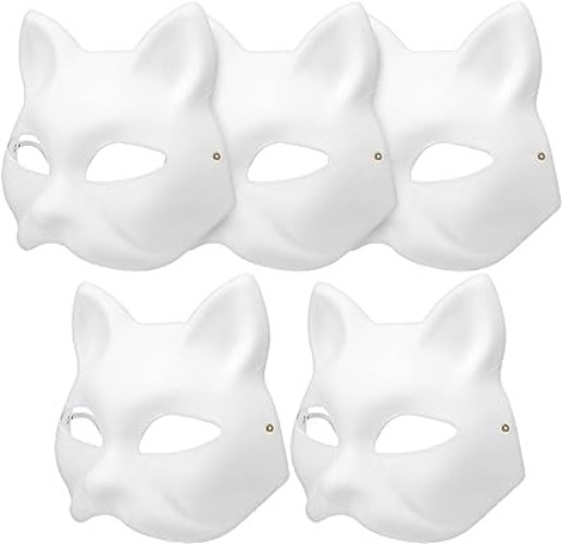 5 Blank Cat Masks for DIY Creativity – Elegant Masquerade & Cosplay Accessories