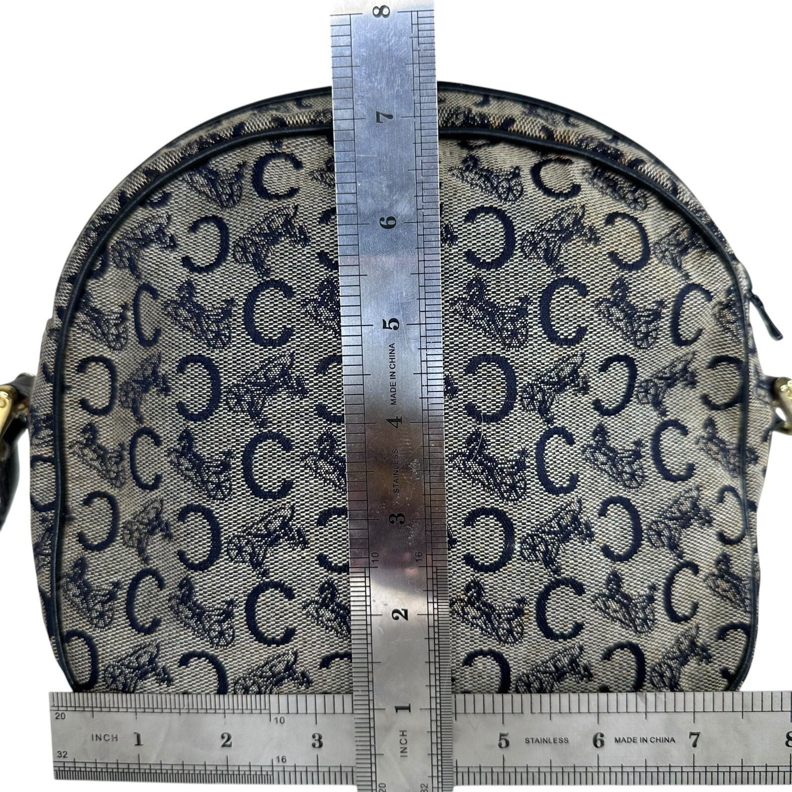 Celine Horse Carriage Hardware Monogram C Jacquard/Leather Shoulder Bag Blue