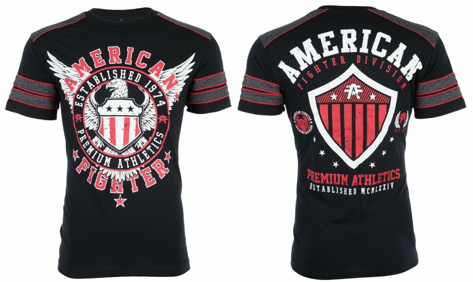 AMERICAN FIGHTER Excelsior Black Red Athletic Mens Crewneck T-shirt L-3XL NWT