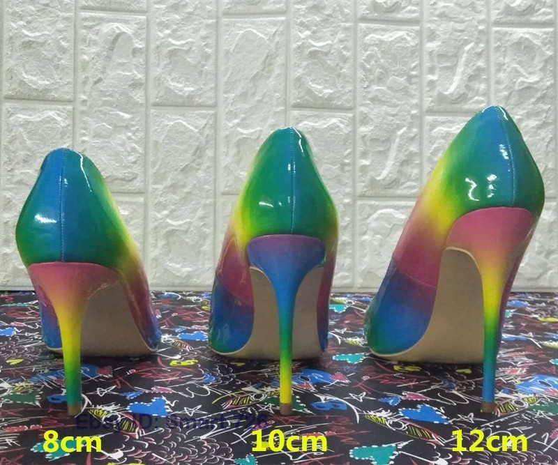 12cm High Stiletto Heel Rivets Womens Pointed Toe Patent Leather Pumps Runway Sz