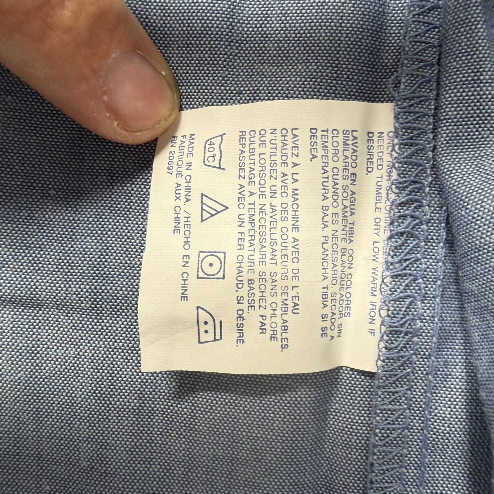 Dickies Long Sleeve Chambray Work Shirt Mens XL Blue