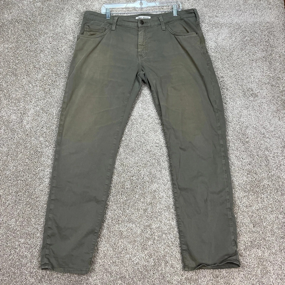 Mavi Zach Pants Mens 38×32 Olive Green Stretch Straight Leg Flat Front 5 Pocket