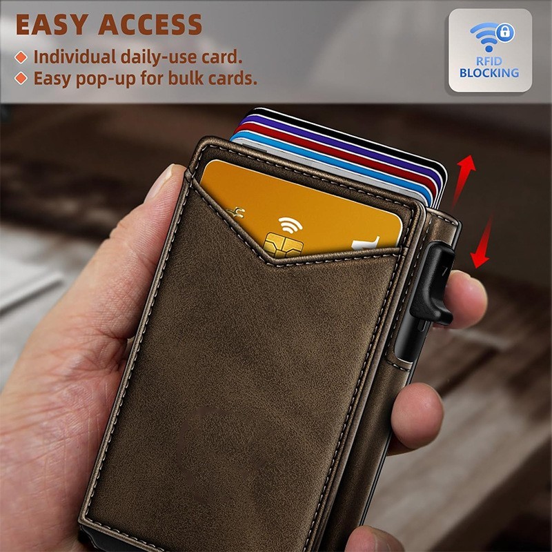 Slim PU Leather Credit Card Holder RFID Blocking Smart Wallets with Money Clip