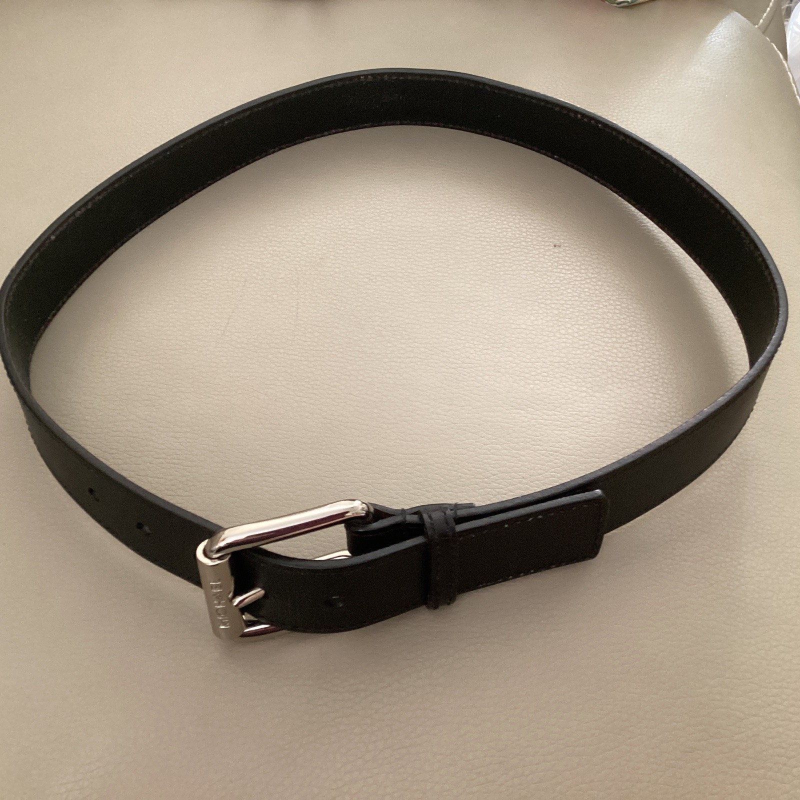 Michael Kors Black Leather Belt Style #554581 Medium 41 Inches Long VG Condition