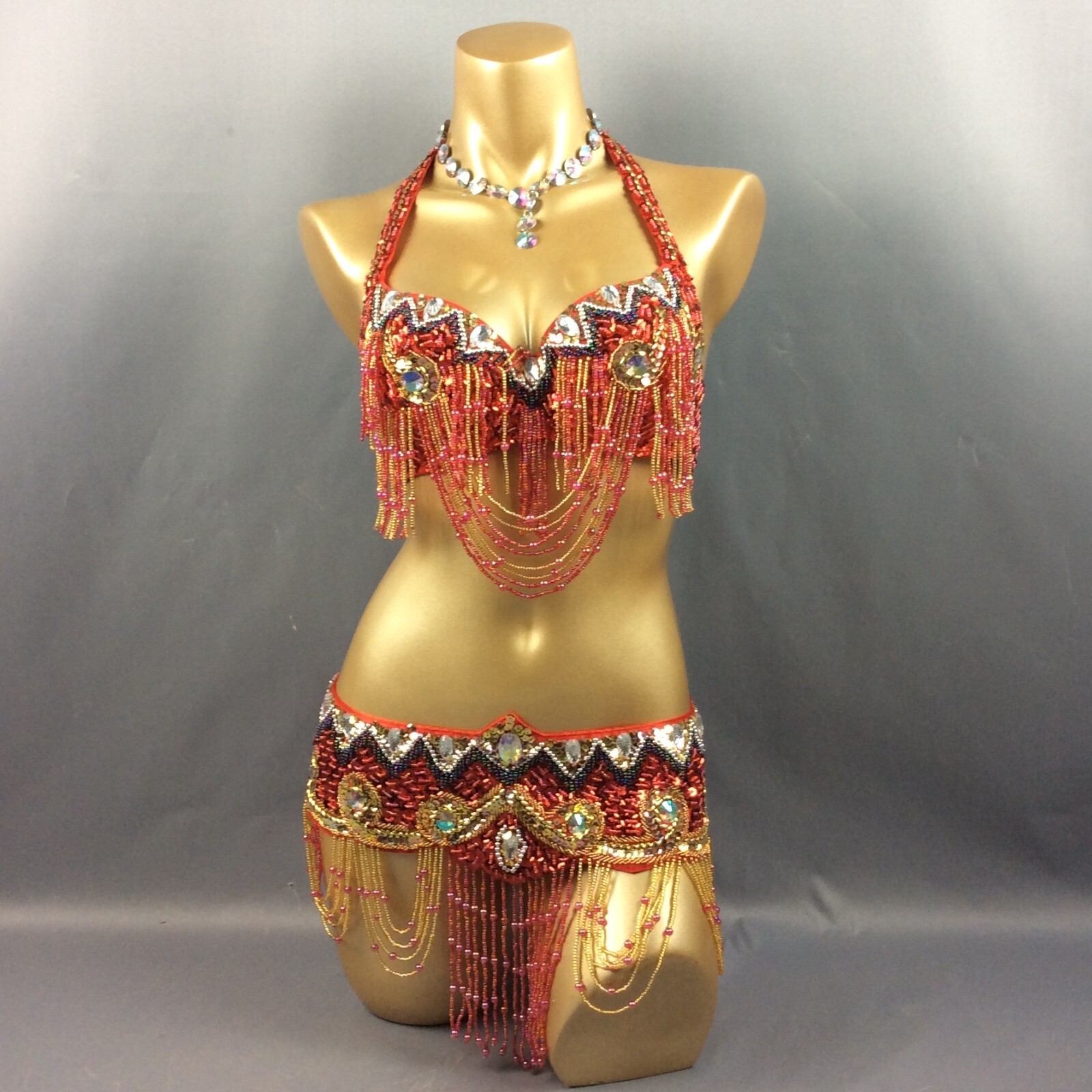 Beaded Samba RAVE EDC Party Carnival Belly Dance Costume Bra Belt 13 Colors