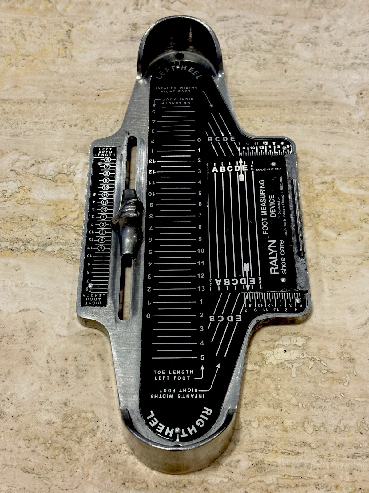 Vintage RALYN Foot Shoe Size Measuring Device Childs Model Aluminum Justin Blair