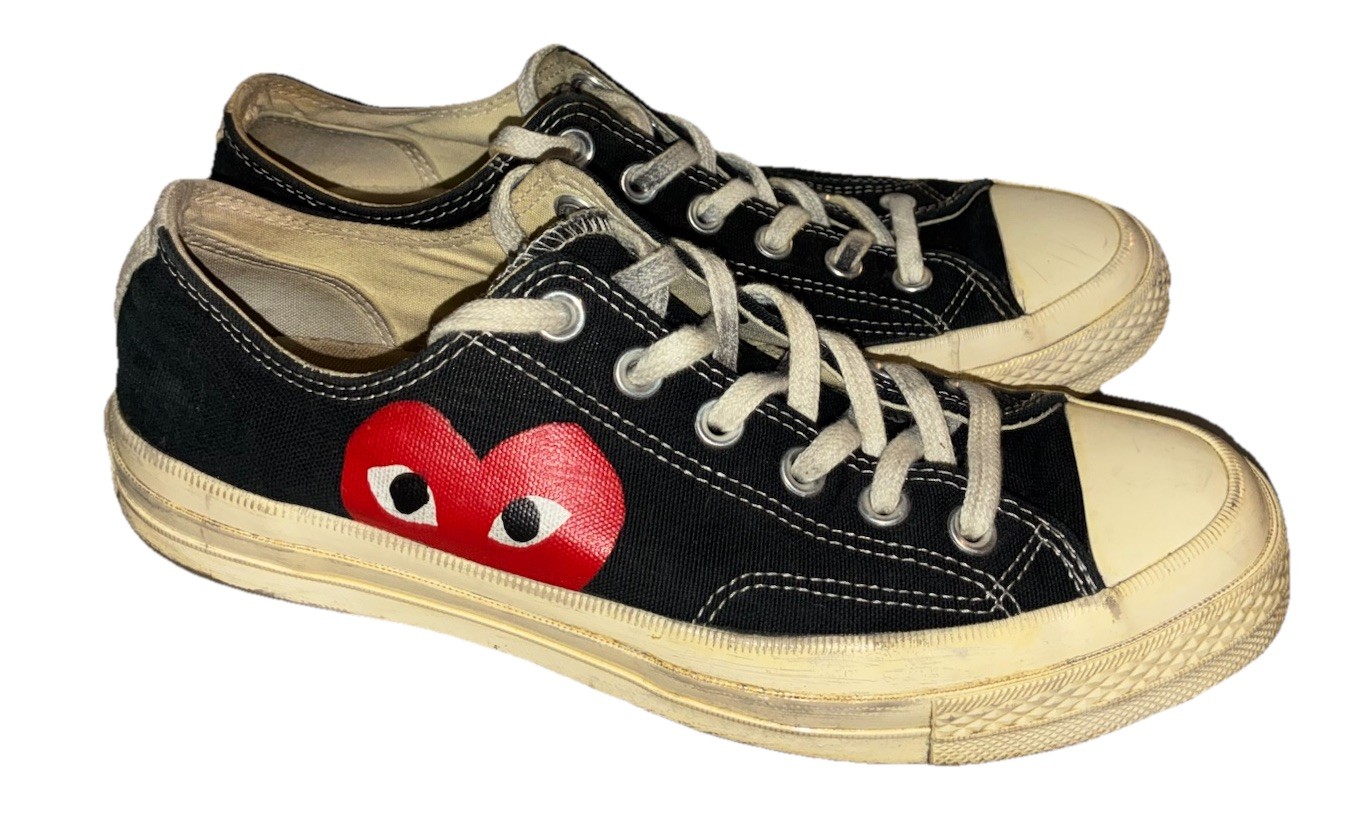 Converse Comme des Garcons PLAY Sneakers Men’s 7 Women’s 9 Black Canvas Heart 40