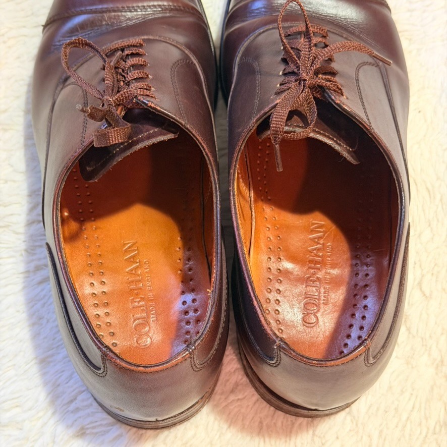 Cole Haan Made In England Bench Made Brown Leather Cap Toe Oxford Shoes 9 D