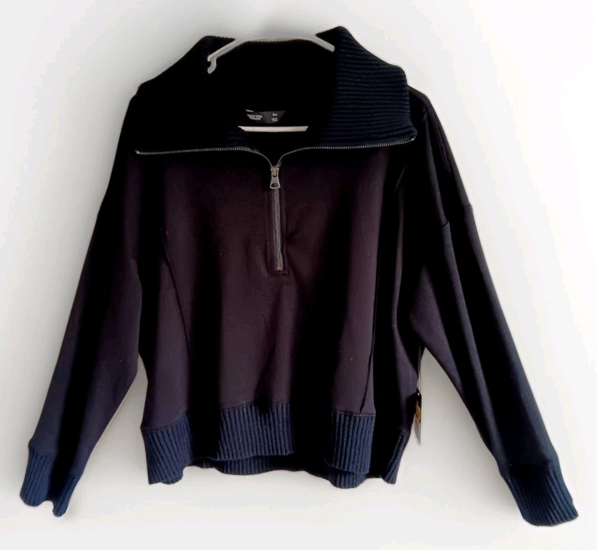 Kohl’s Simply Vera Black Wang Scuba Half-Zip Sweater Size Petite Medium
