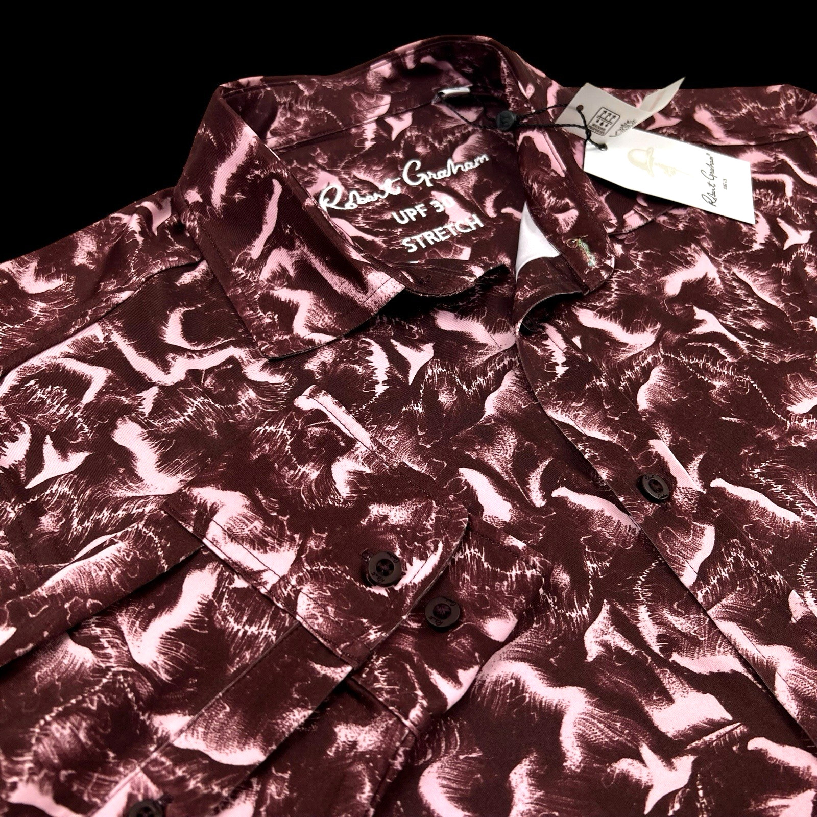Robert Graham Performance Geometric Camo Stretch Lightweight Sport Shirt Medium