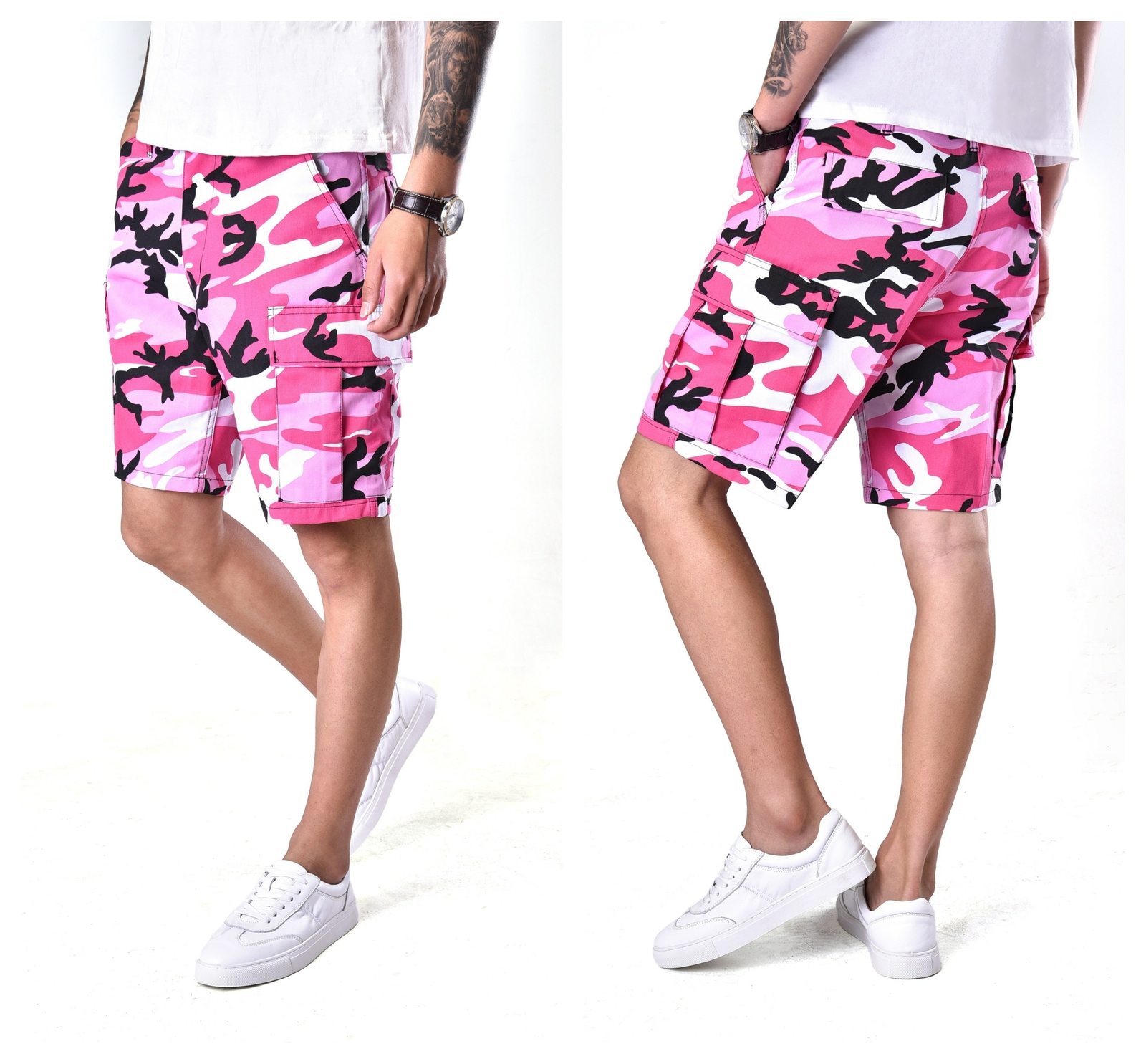 BACKBONE Mens Casual Street Cargo Shorts Army Military BDU Camo Shorts