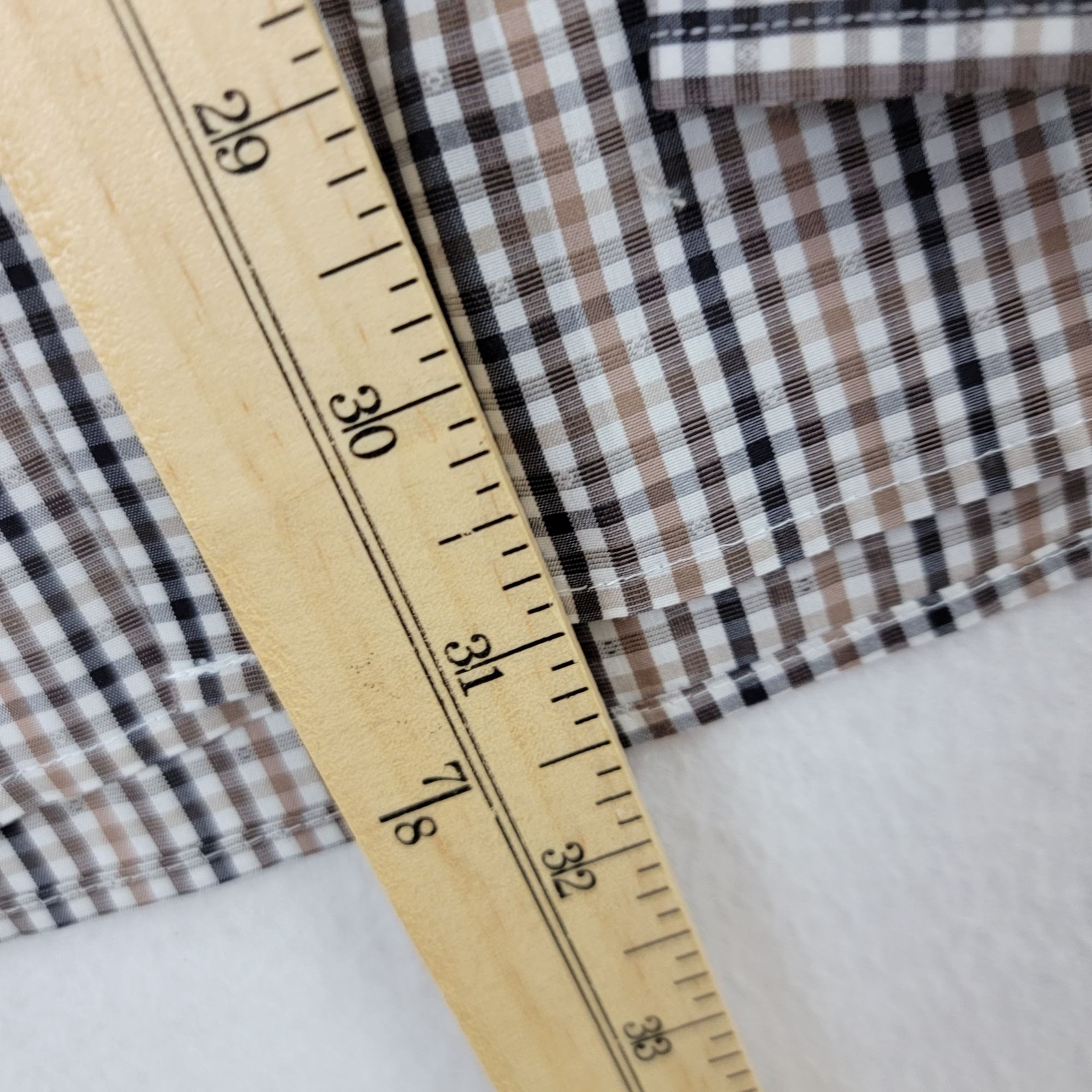 Michael Kors Slim Fit Travel Stretch Mens L Checkered Button-Up Shirt 16.5 34/35