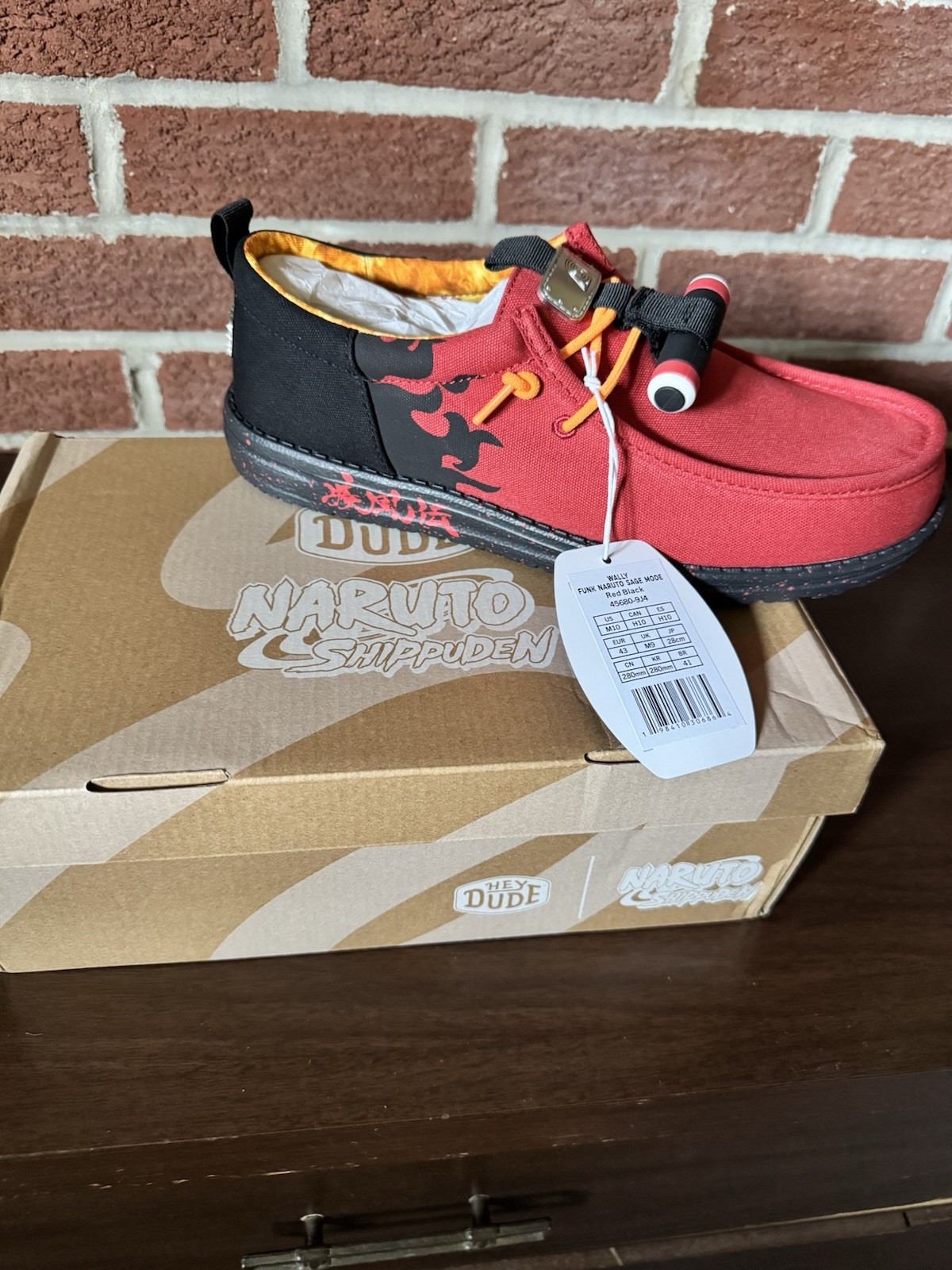 Hey Dude x Naruto Sage Mode Wally Funk Limited Time Collab Mens Size 10 New