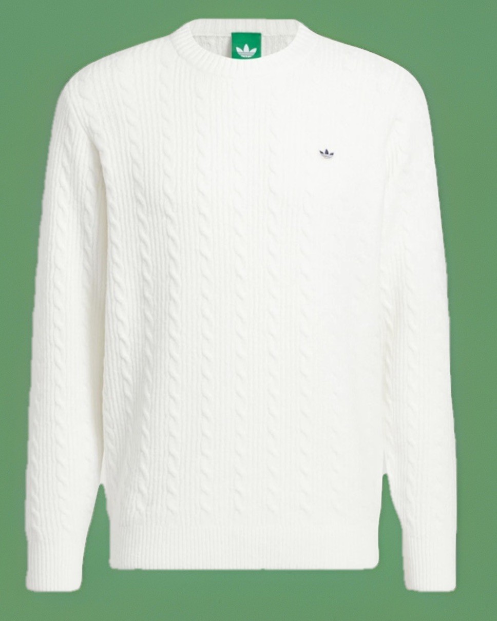 $220 adidas Originals Cable Knit Sweater Chalk White JN9740 Size XXL