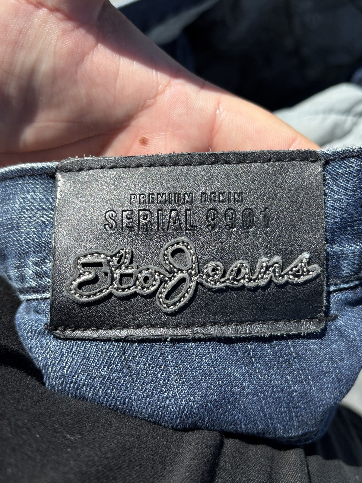 Retro ETO 9901 Mens Jeans 38L Blue Denim Streetwear Utility Cargo Distressed Y2K