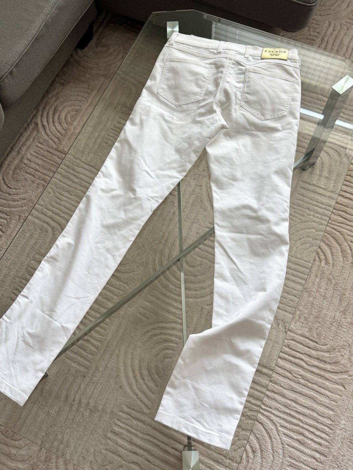 ESCADA White Straight Leg Jeans Stretch Designer Denim