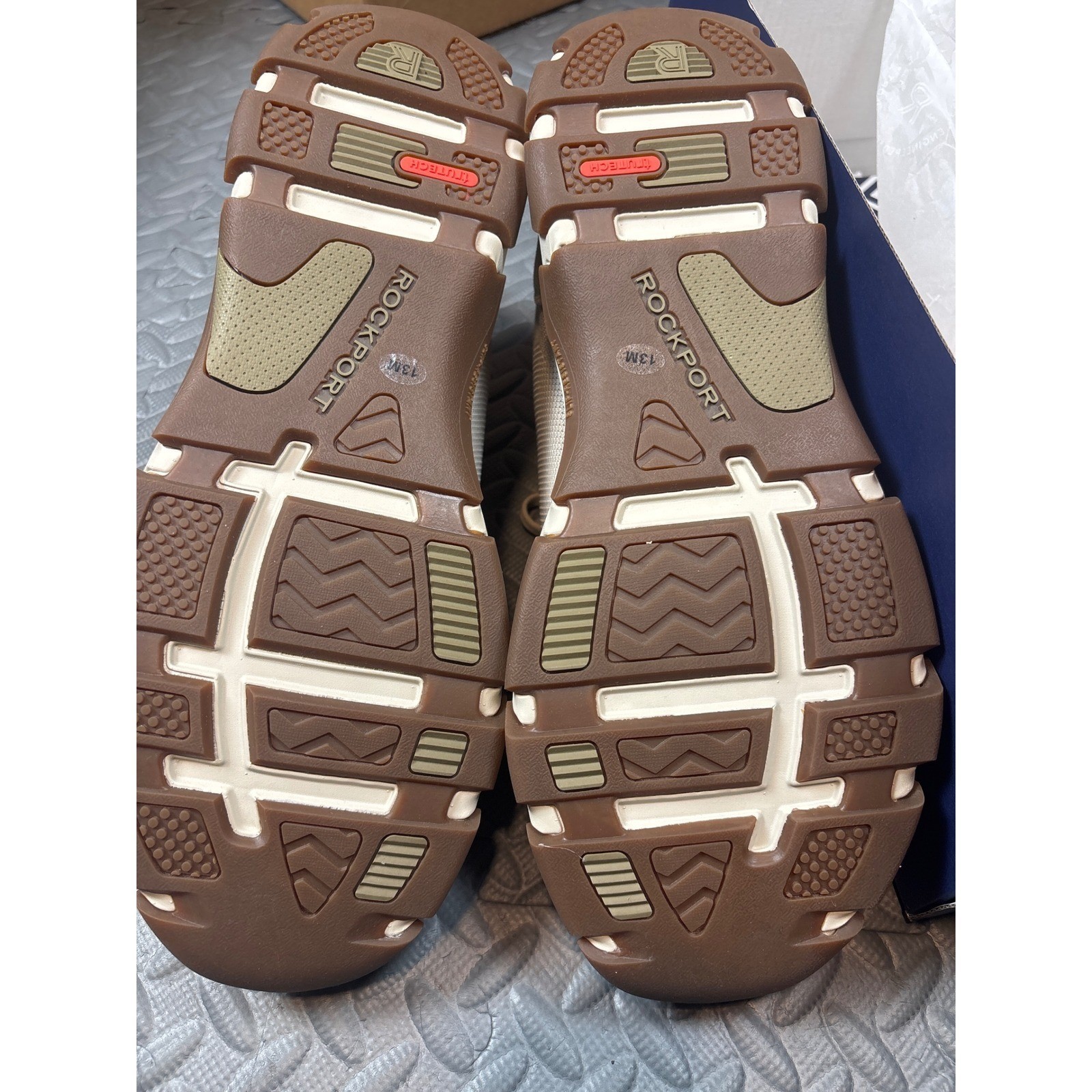 Rockport TruTECH Mens Tan Olive Knit Walking Sneakers Size 13M Low Top Shoes