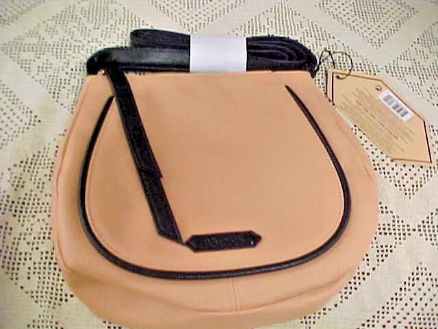 Wildfox Purse Saddle Bag PVC Polyester Lined Long Shoulder Strap Peach Color New