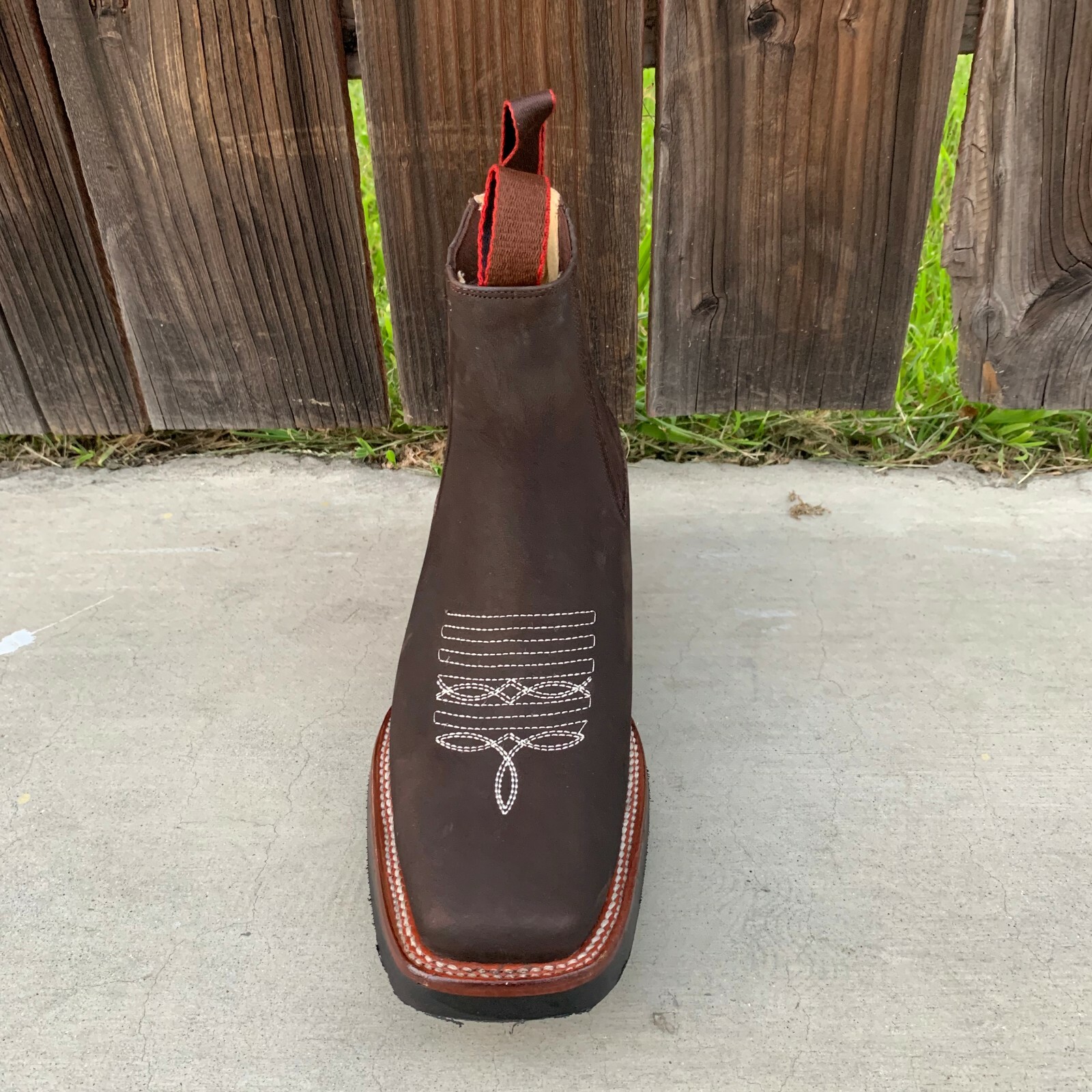 MEXICAN BOTINES MENS BOTIN COWBOY LEATHER RODEO SLIP ON ANKLE SQUARE TOE BOOTS