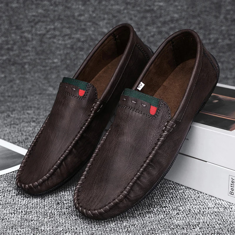 Soft PU Leather Comfortable Driving Shoes Men’s Outdoor Casual Flat Boat Shoes