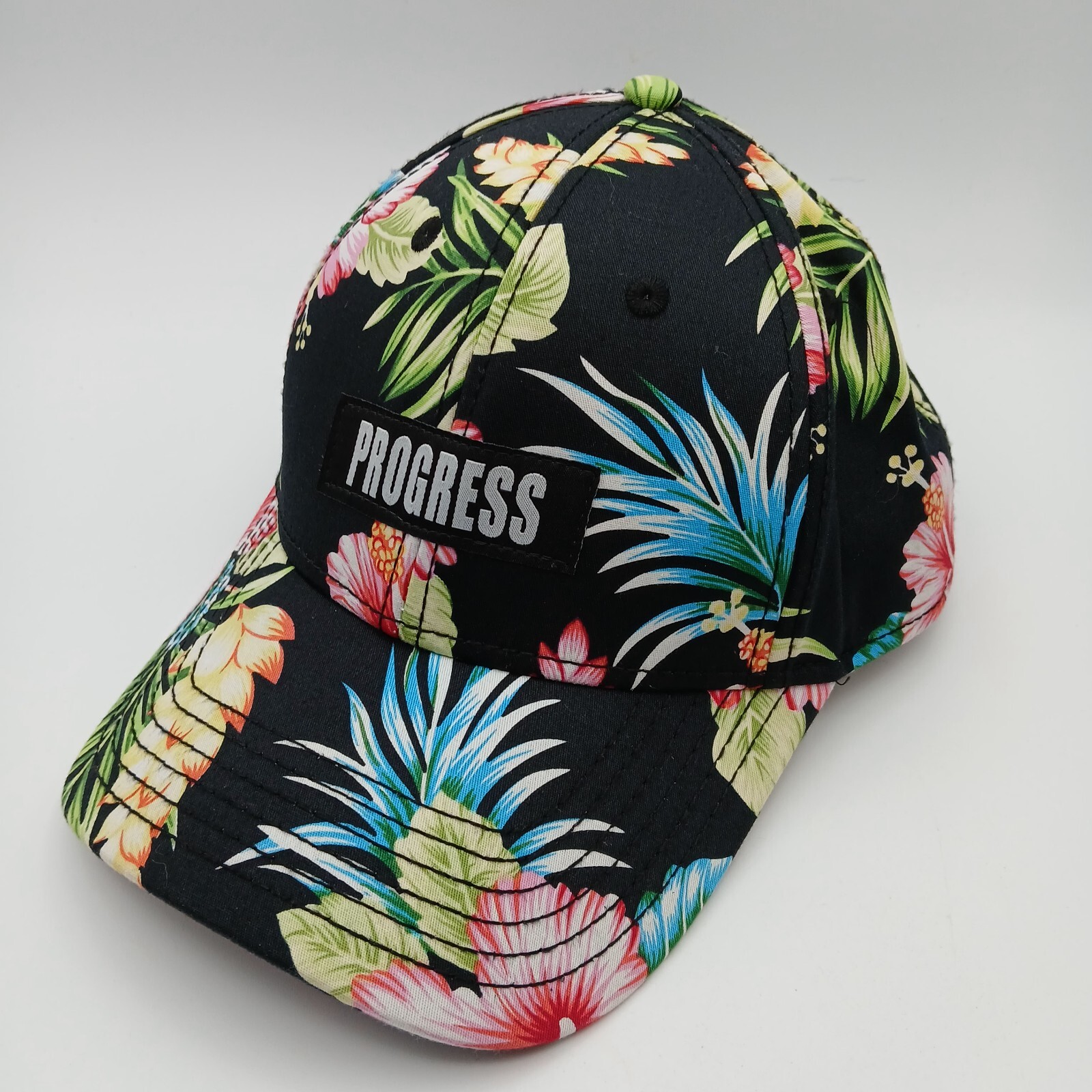 Hawaiian Tropical Hat Cap Snapback Progress Multicolor Floral Pattern Script