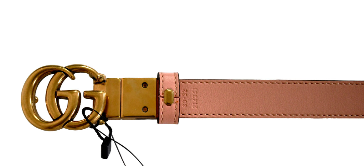 🆕️Auth GUCCI Beige Ebony Peach GG MARMONT REVERSIBLE Women’s Belt IT-80 US-32