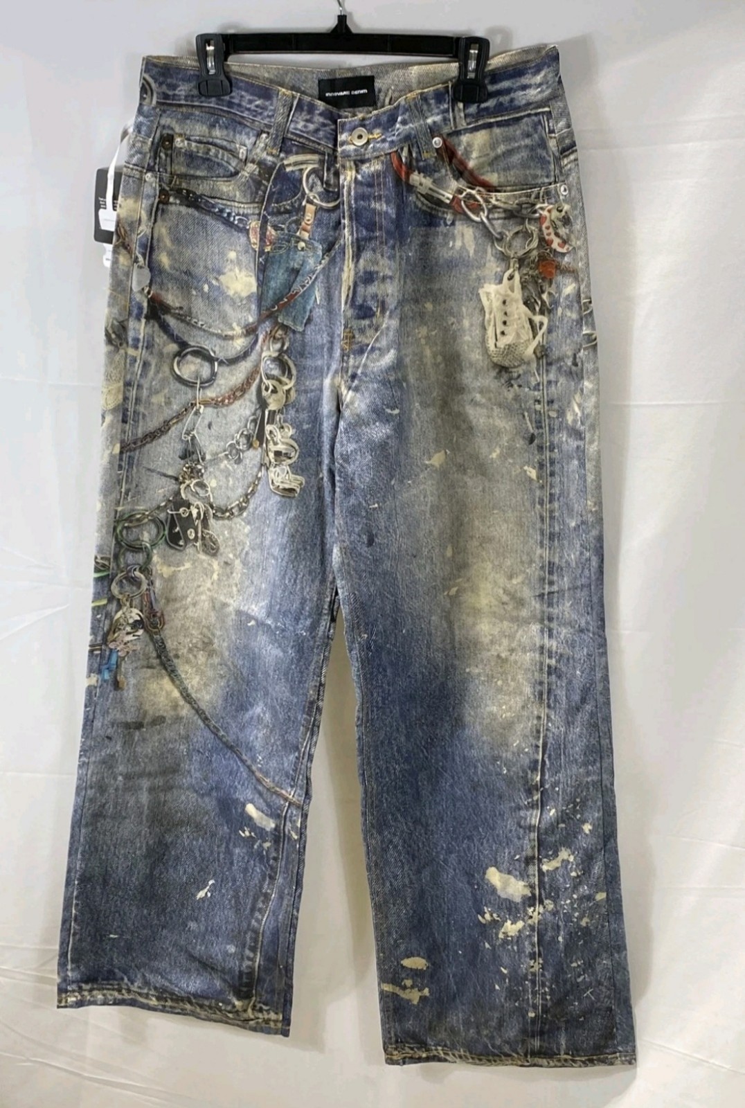 Innovare Denim Men’s Jeans Blue NWT Distressed Embellished Paint Splatter XL