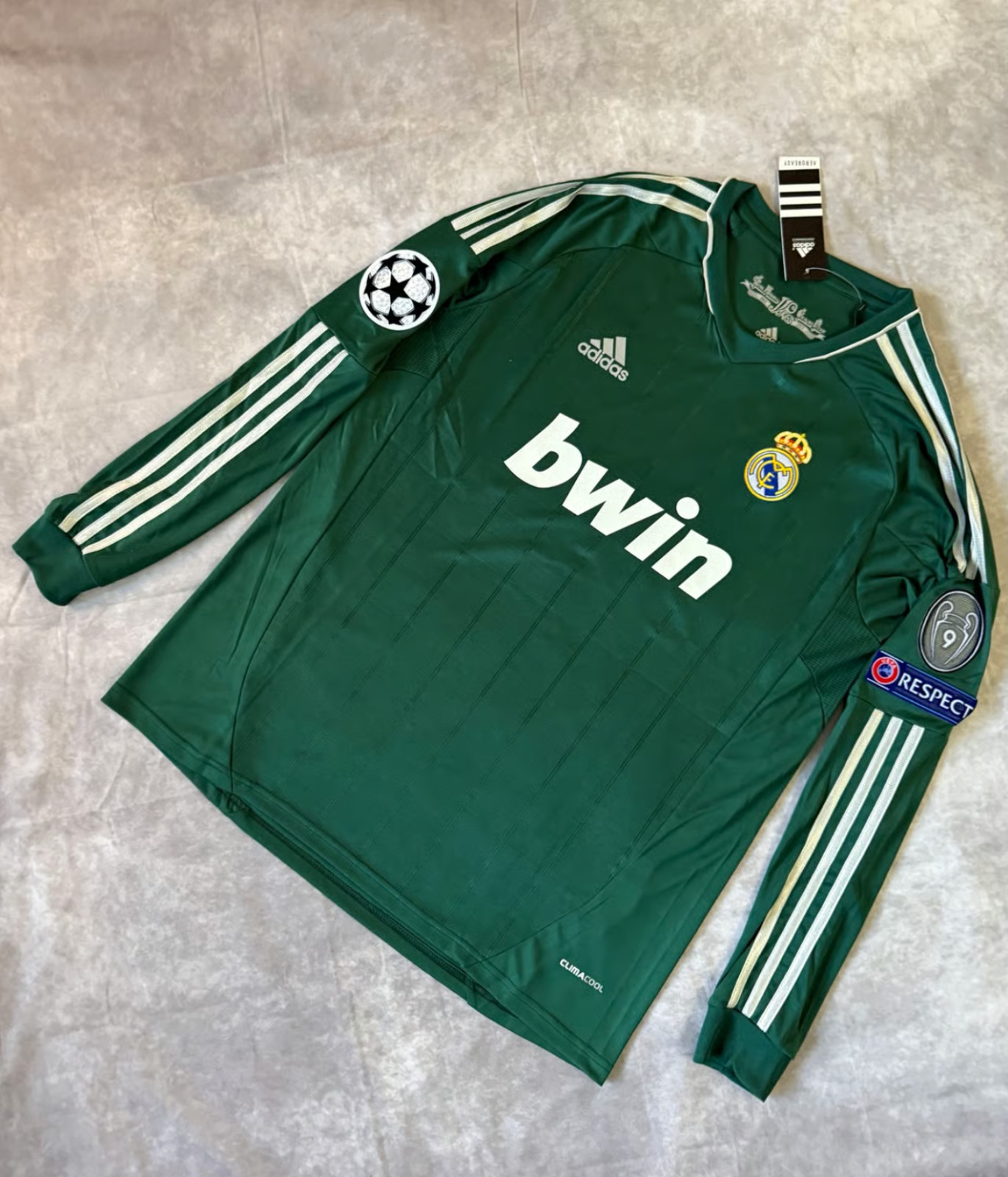 Real Madrid 2012-13 Third Green Long Sleeve Champions League Jersey Ronaldo #7