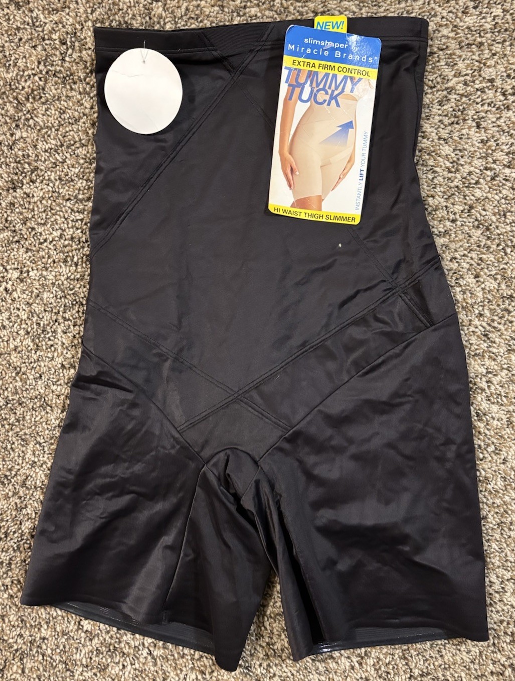 SlimShaper by Miracle Brands Black High-Waisted Thigh Slimmer. Size: Medium.