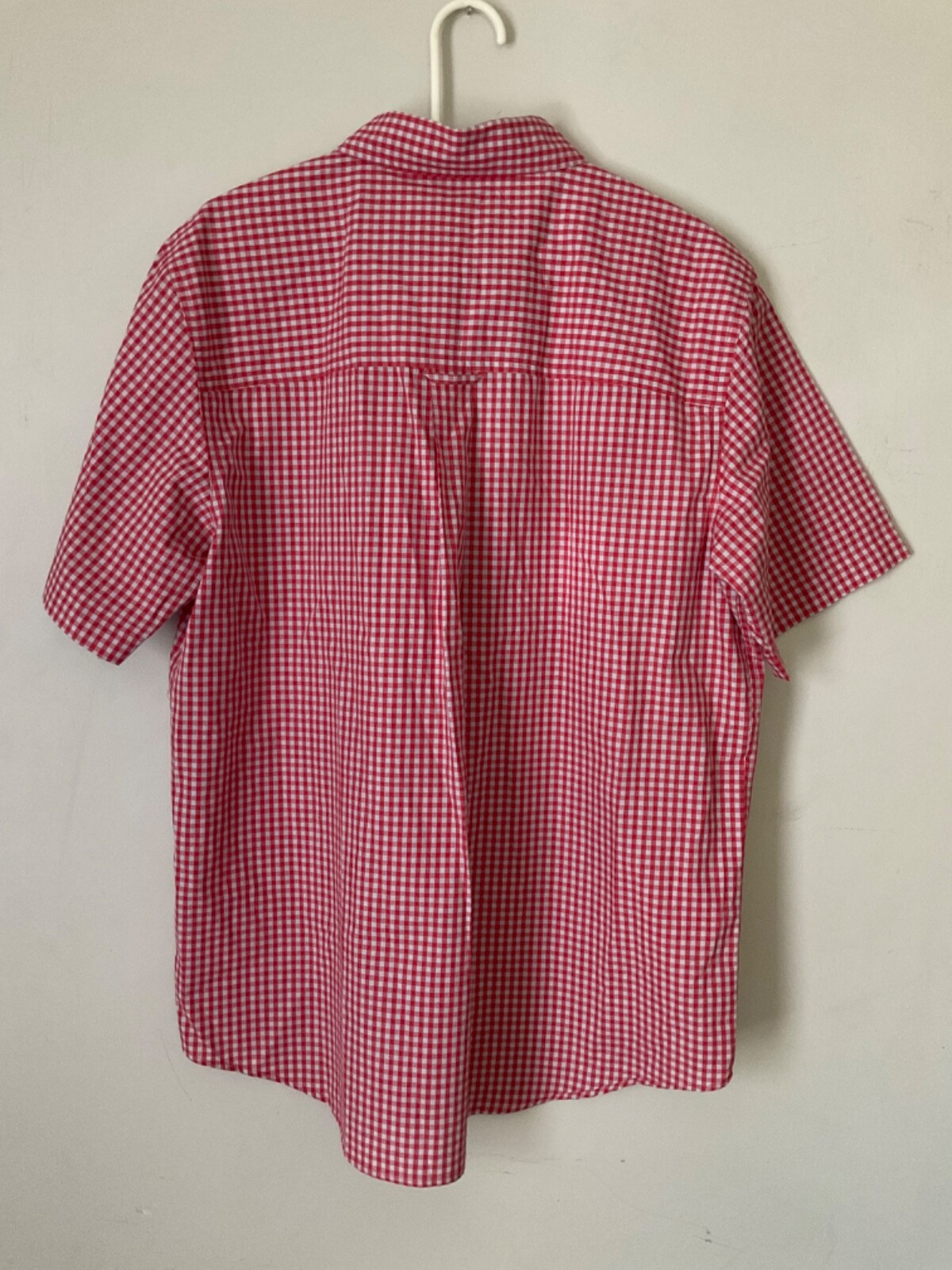 NEW Chaps Short Sleeve Buttondown Shirt Red/White Checked Mens L NWOT Lauren