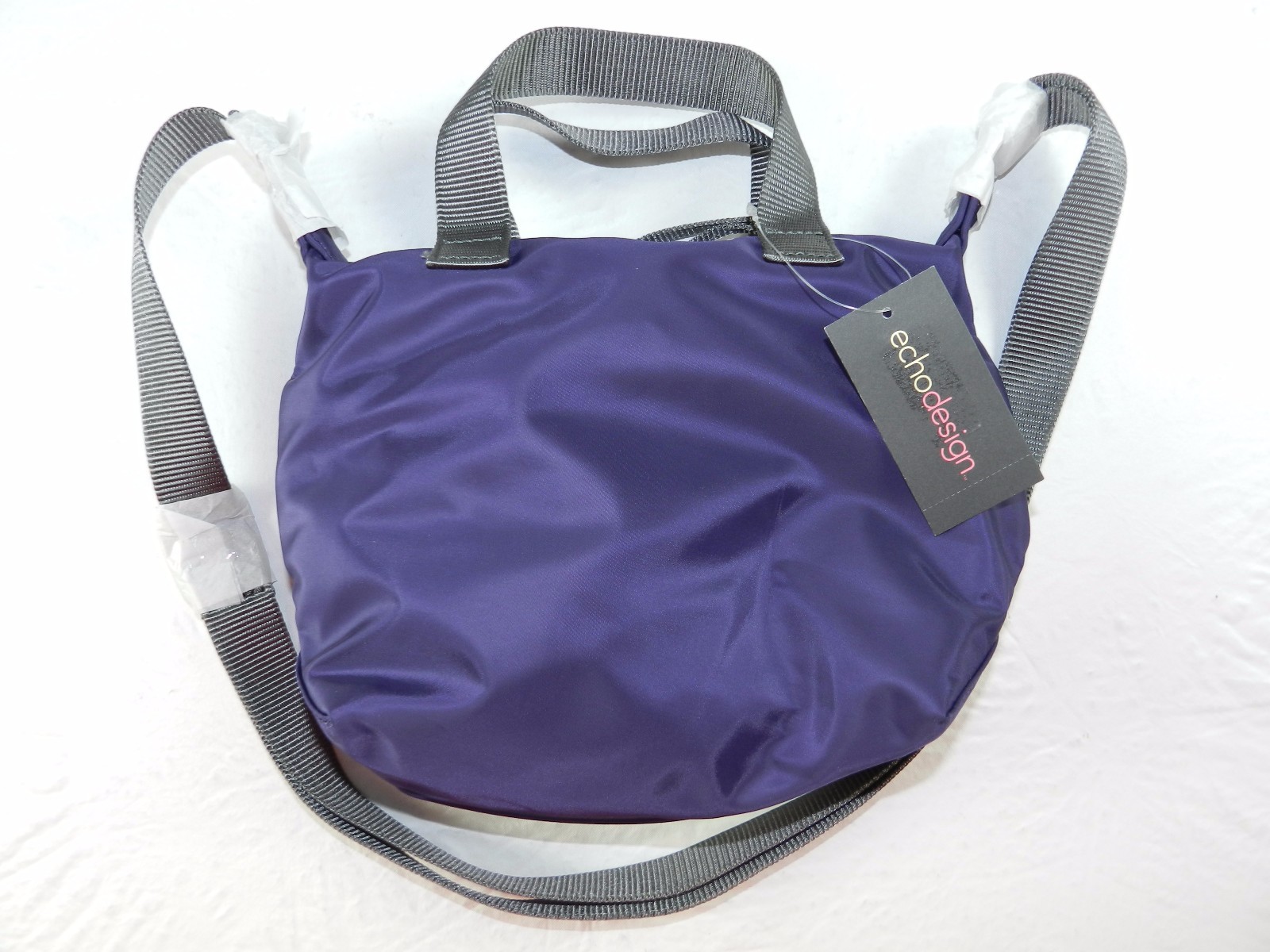 ECHO DESIGN lightweight purple canvas/nylon BAG travel handbag NEW $98 (te10)
