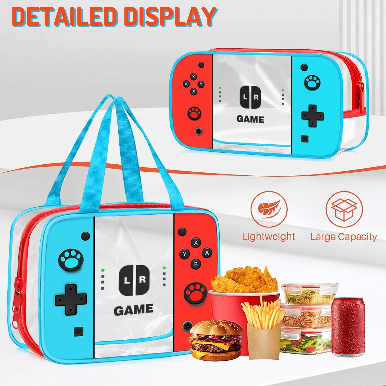 3PCS Clear Backpack for School – Gamer Kids Clear Backpacks for Boys and Girls,H