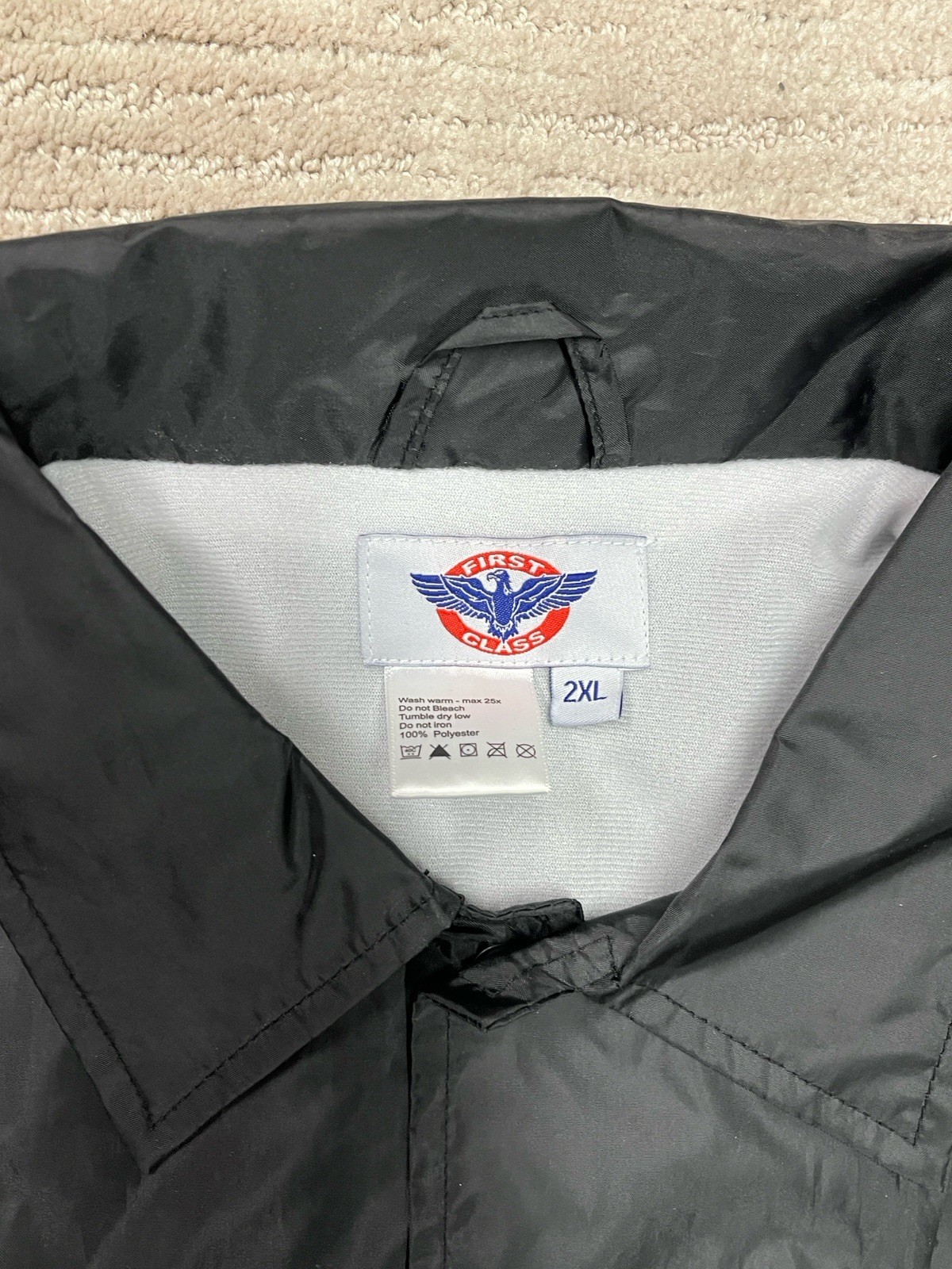 First Class Security Jacket Mens 2XL Black Waterproof Full Zip Uniform