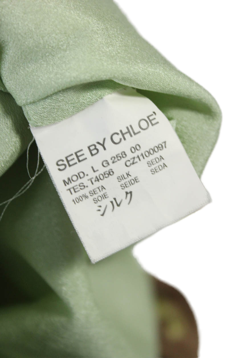 See by Chloe Womens Silk Abstract Square Neck Short Sleeve Dress Size 4