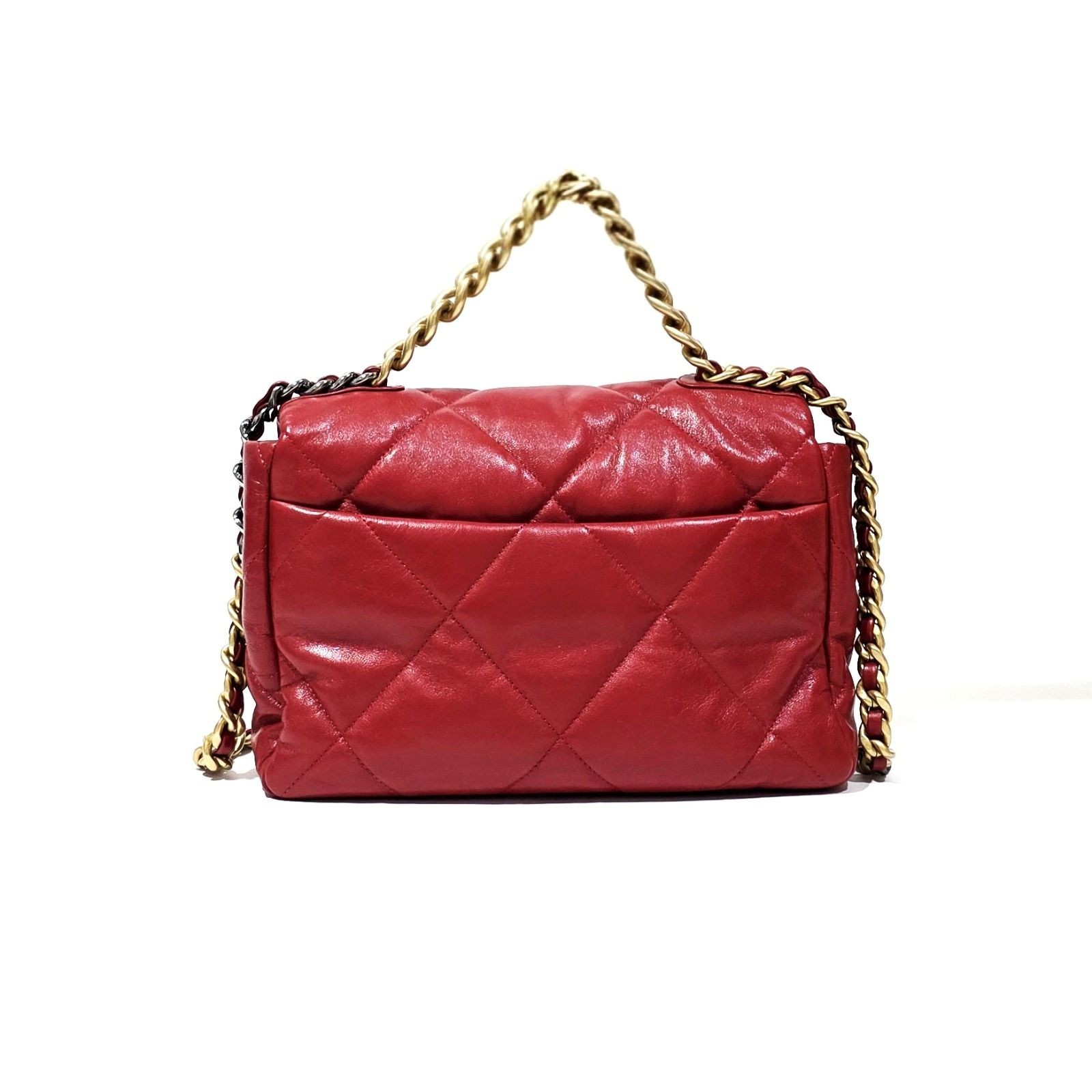 Chanel 19 Flap Red Mixed-Metal Chain Hardware Bag 29x17x9cm SN: 30512326