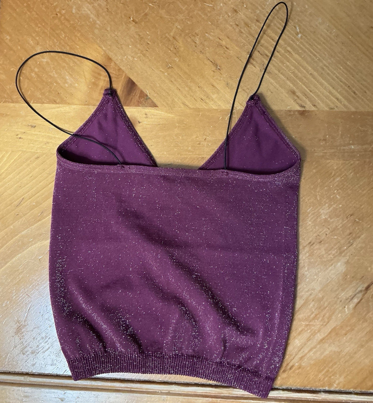 Intimately Free People Skinny Strap Crop Top Red Shimmer Seamless Brami XS/S