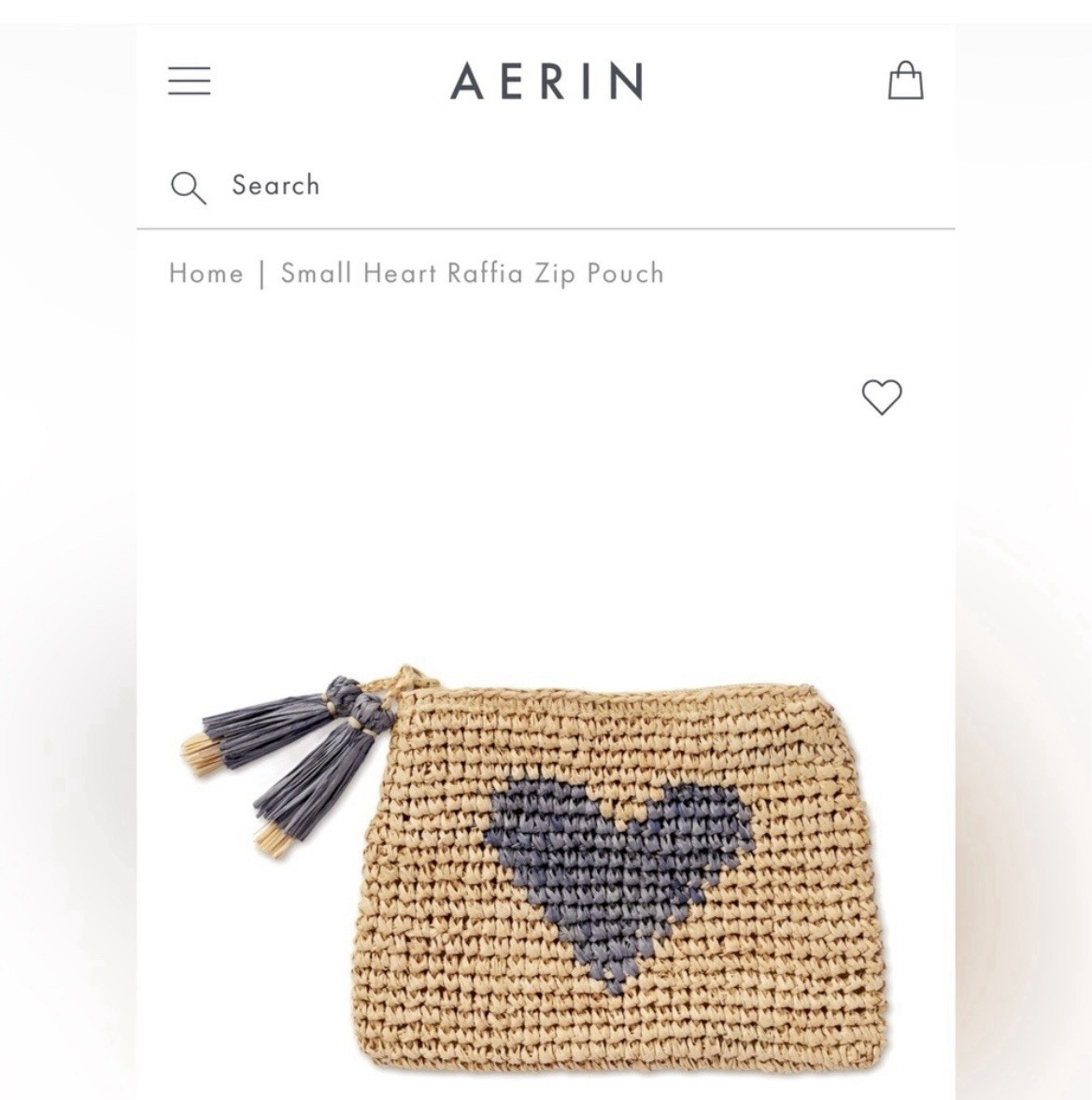 Aerin raffia pouch. NWOT. Measurements in pictures.