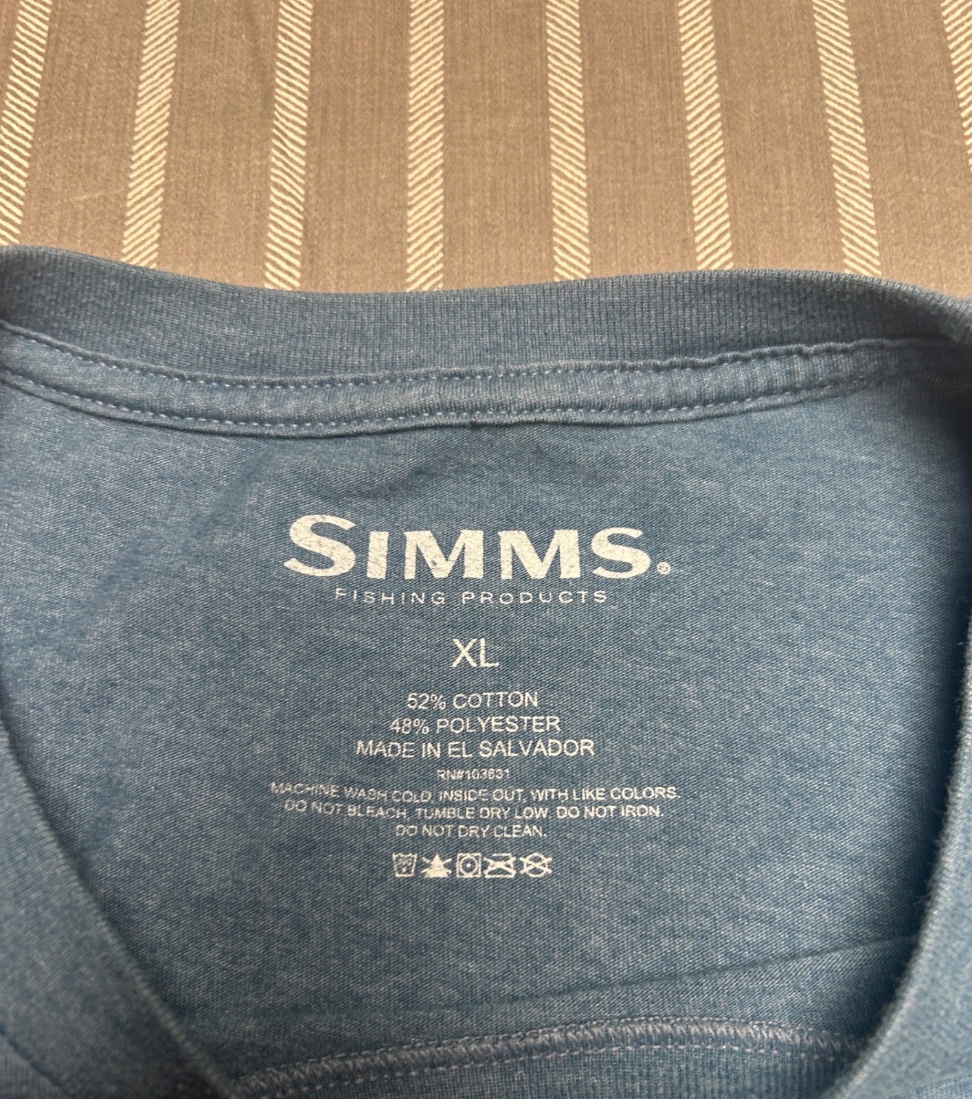 Simms Fishing Co Pocket Tee Steel Blue Heather Shirt Size XL